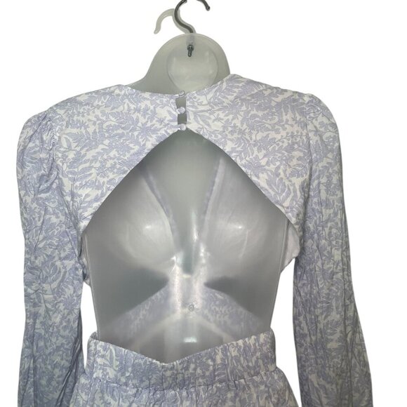 O.P.T. Kimia Blue Cutout Maxi Dress Size Small 100% Cotton Long Sleeve - Picture 5 of 7